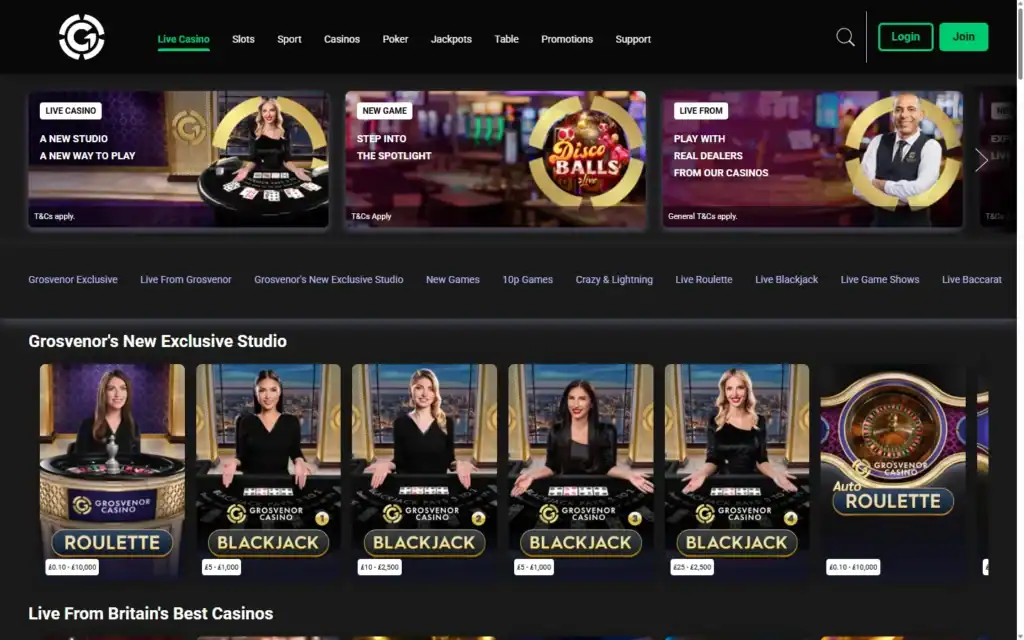 Grosvenor Casino: Live Casino