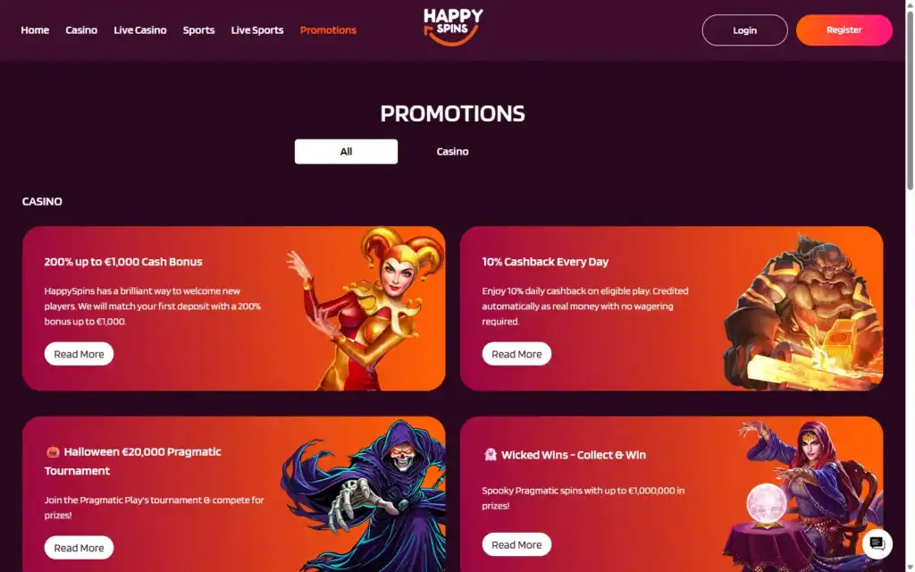 Happyspins Casino: Bonus
