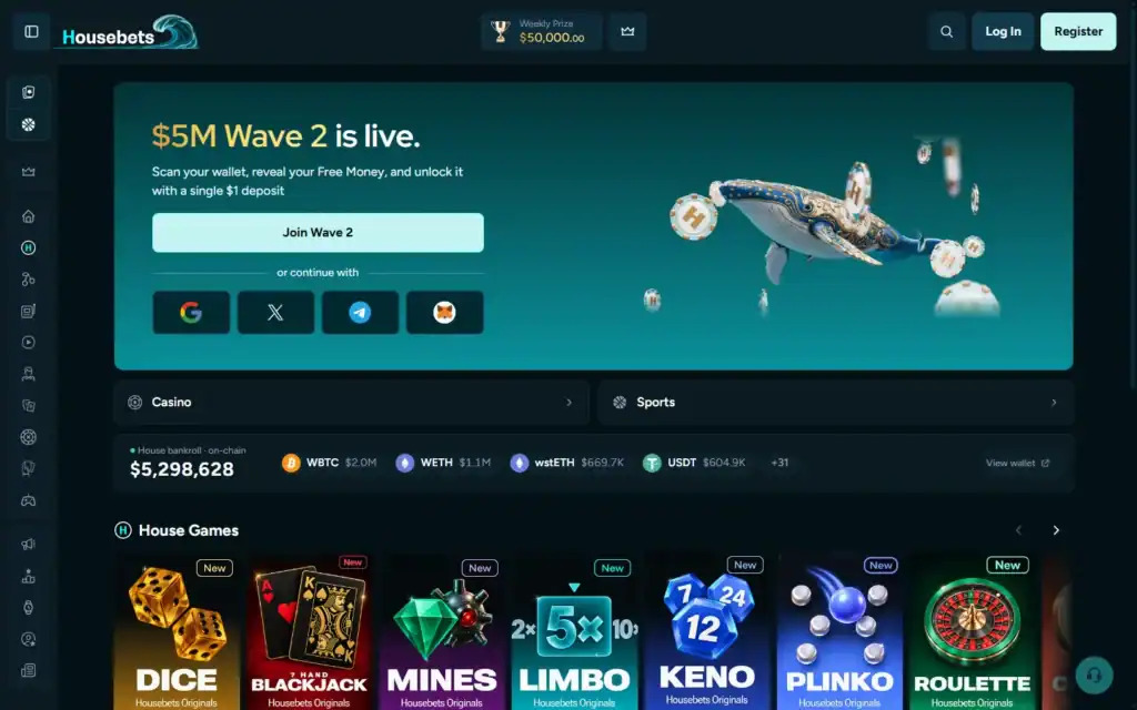 Housebets Casino: Homepage