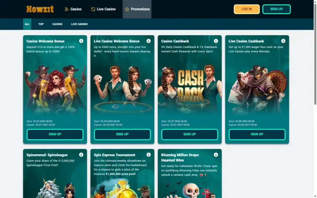 Howzit Casino: Bonus