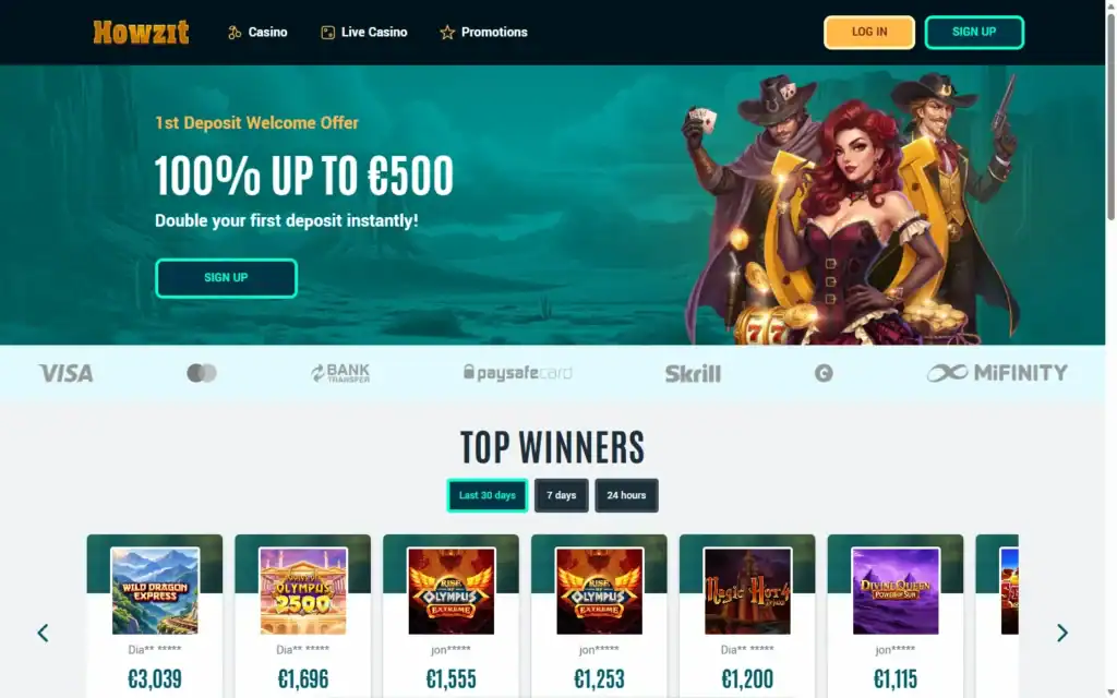 Howzit Casino: Homepage