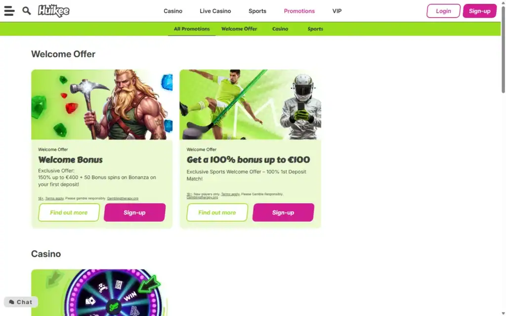 Huikee Casino: Bonus