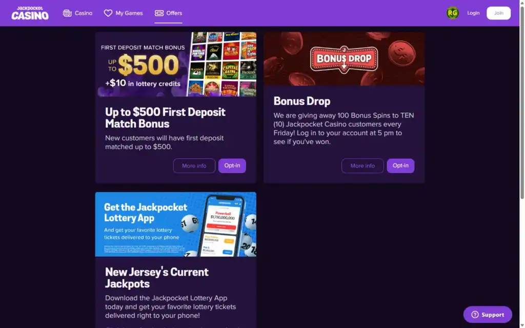 Jackpocket Casino: Bonus