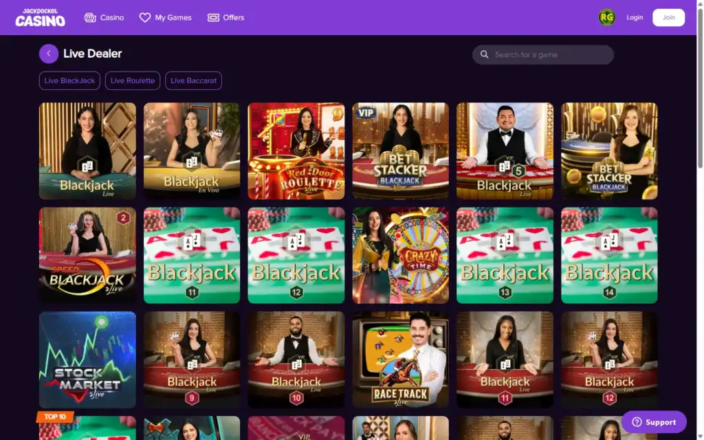 Jackpocket Casino: Live Casino