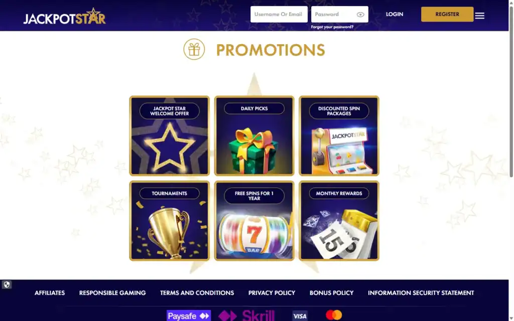 Jackpot Star Casino: Bonus
