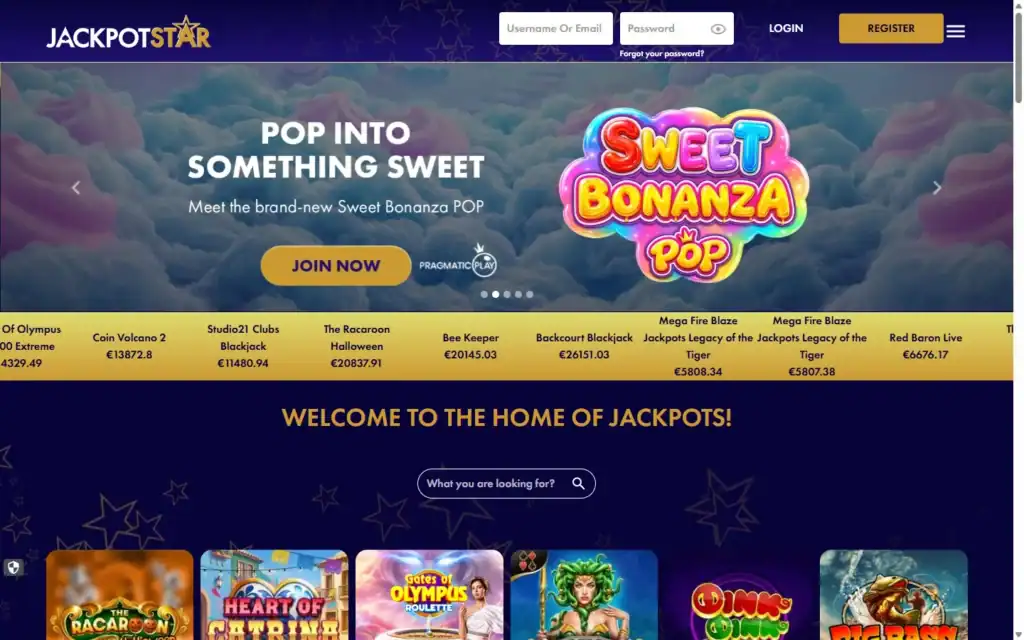 Jackpot Star Casino: Homepage