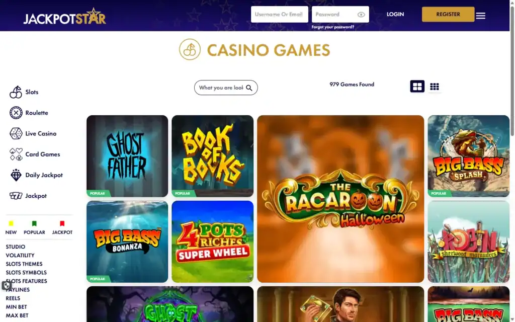 Jackpot Star Casino: Slots