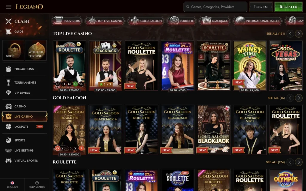 Legiano Casino: Live Casino