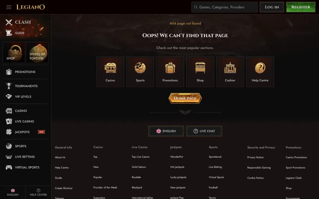 Legiano Casino: Slots