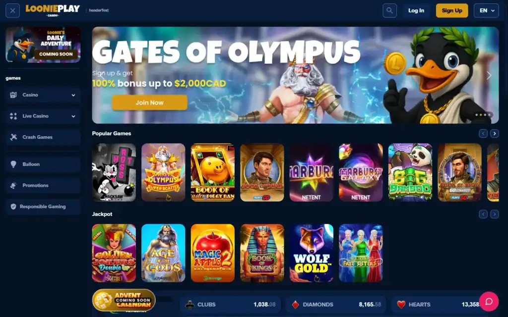 Loonieplay Casino: Homepage