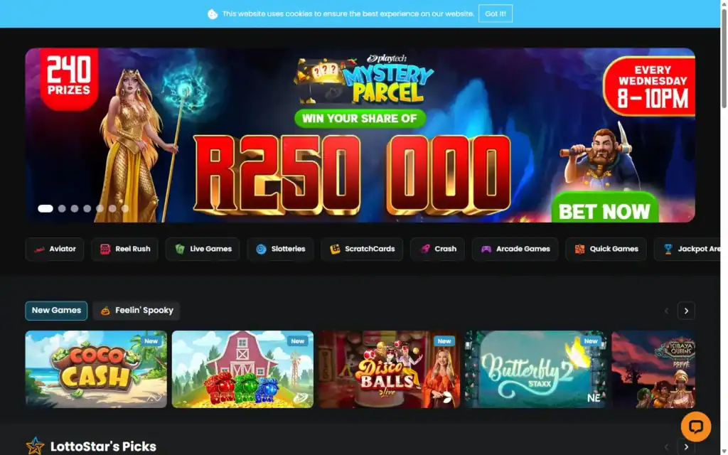 Lottostar Casino: Homepage