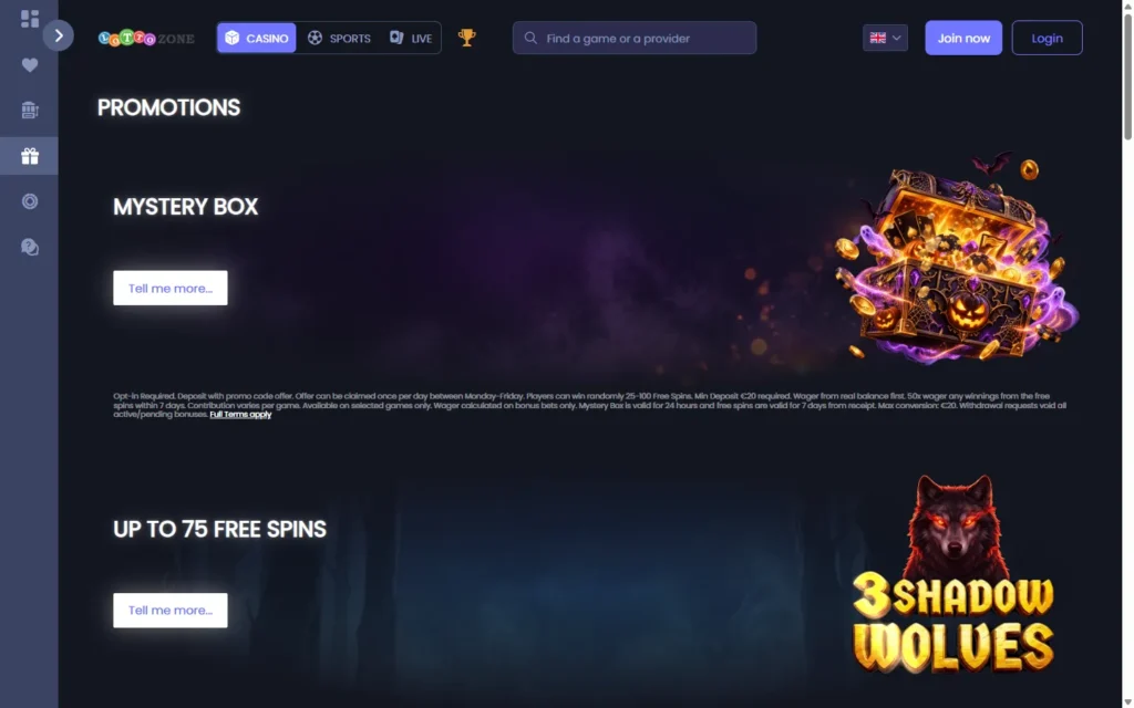 Lottozone Casino (LottoZone): Bonus