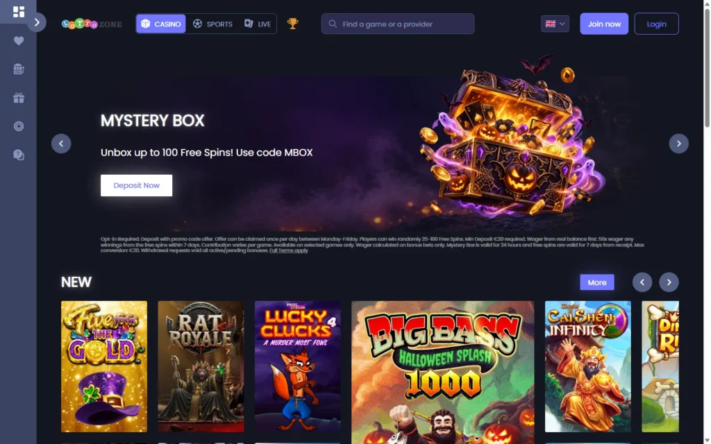 Lottozone Casino (LottoZone): Homepage