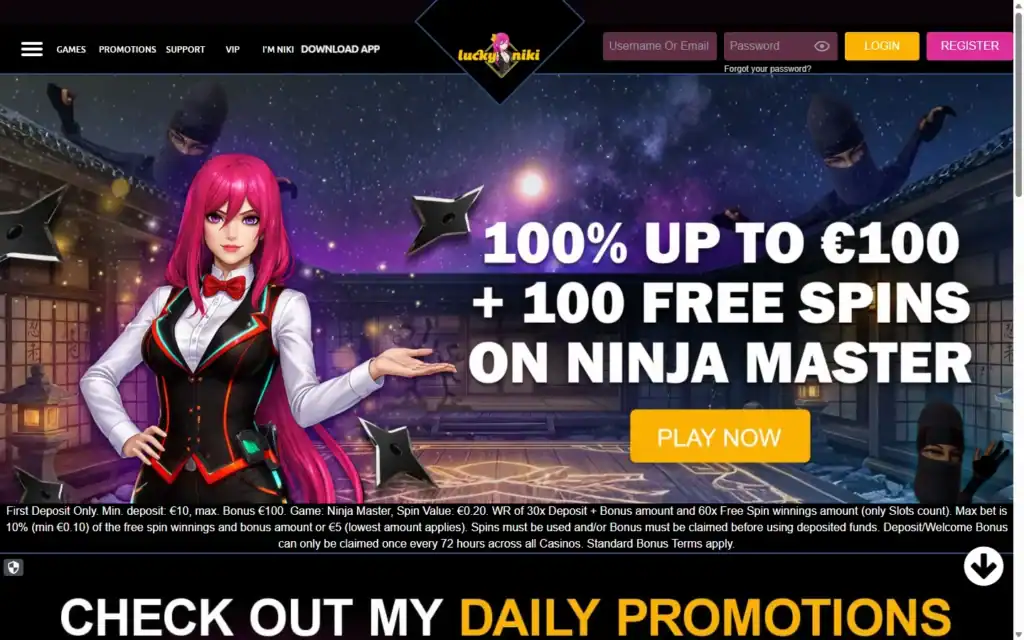 LuckyNiki Casino: Homepage