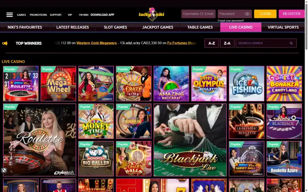 LuckyNiki Casino: Live Casino