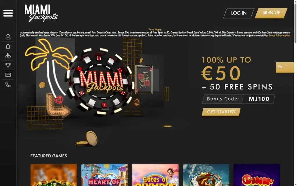 Miami Jackpots Casino: Homepage