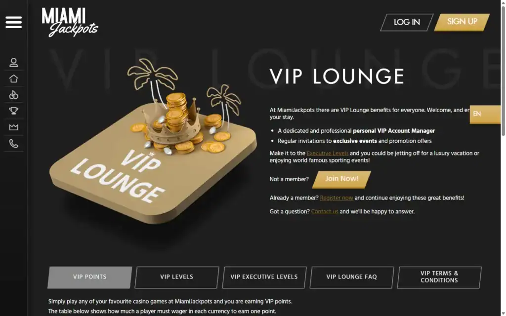 Miami Jackpots Casino: VIP