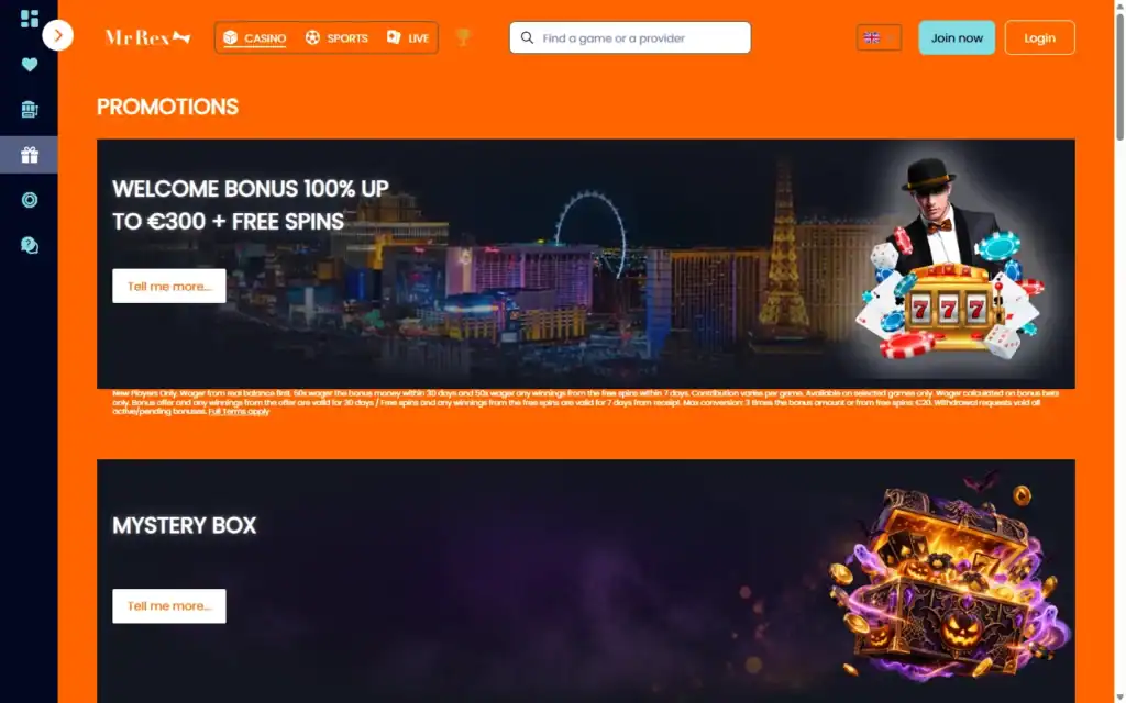 Mrrex Casino (MrRex): Bonus