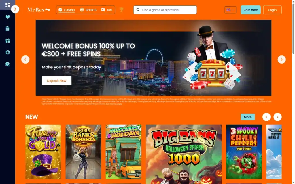 Mrrex Casino (MrRex): Homepage
