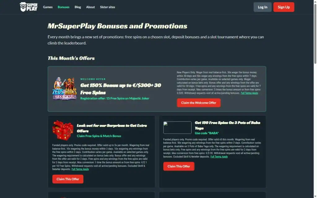 MrSuperPlay Casino (Mr SuperPlay): Bonus