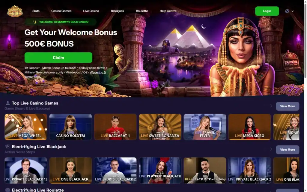 Mummys Gold Casino: Live Casino