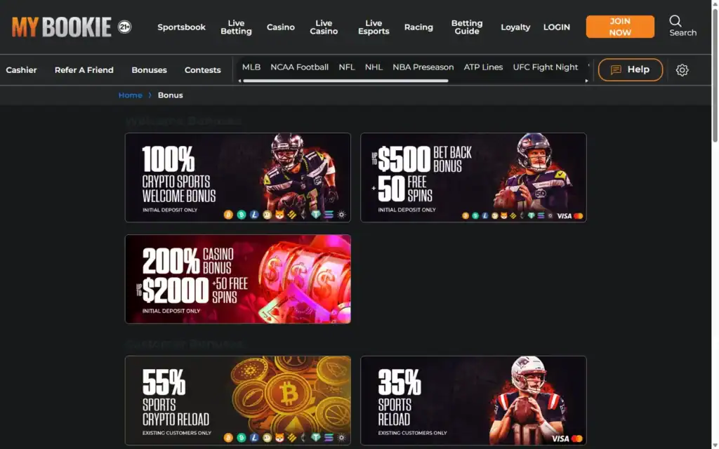 My Bookie Casino: Bonus