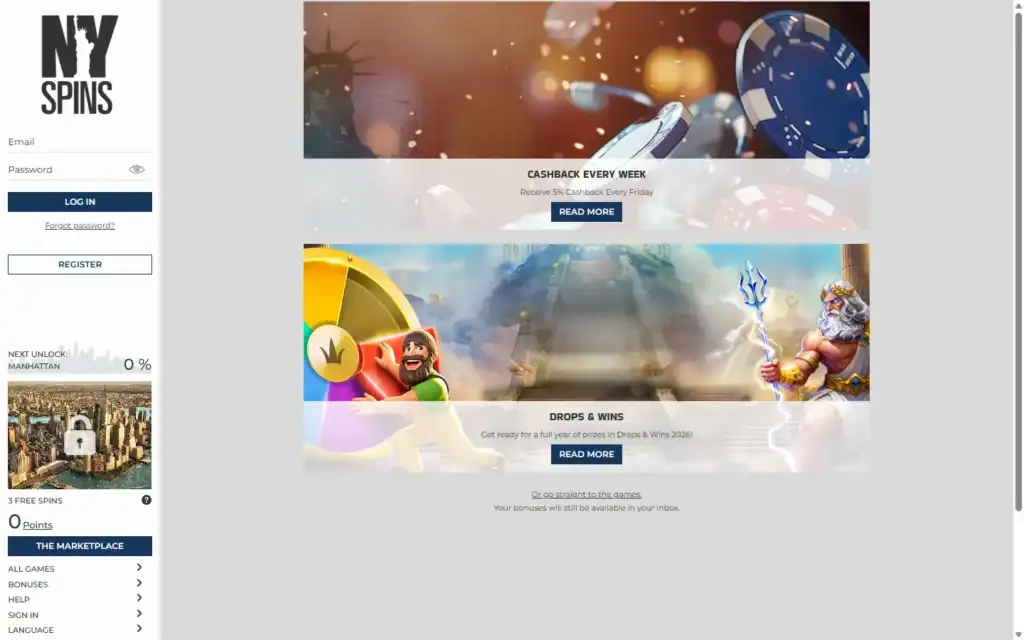 NYspins Casino: Bonus