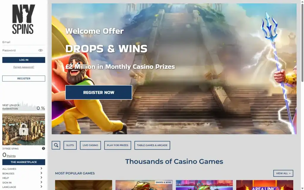 NYspins Casino: Homepage
