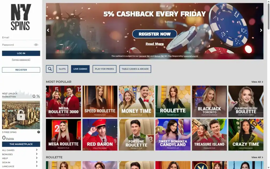 NYspins Casino: Live Casino