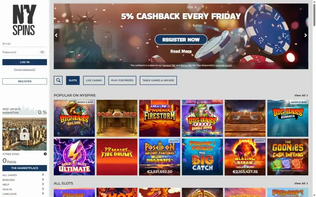 NYspins Casino: Slots