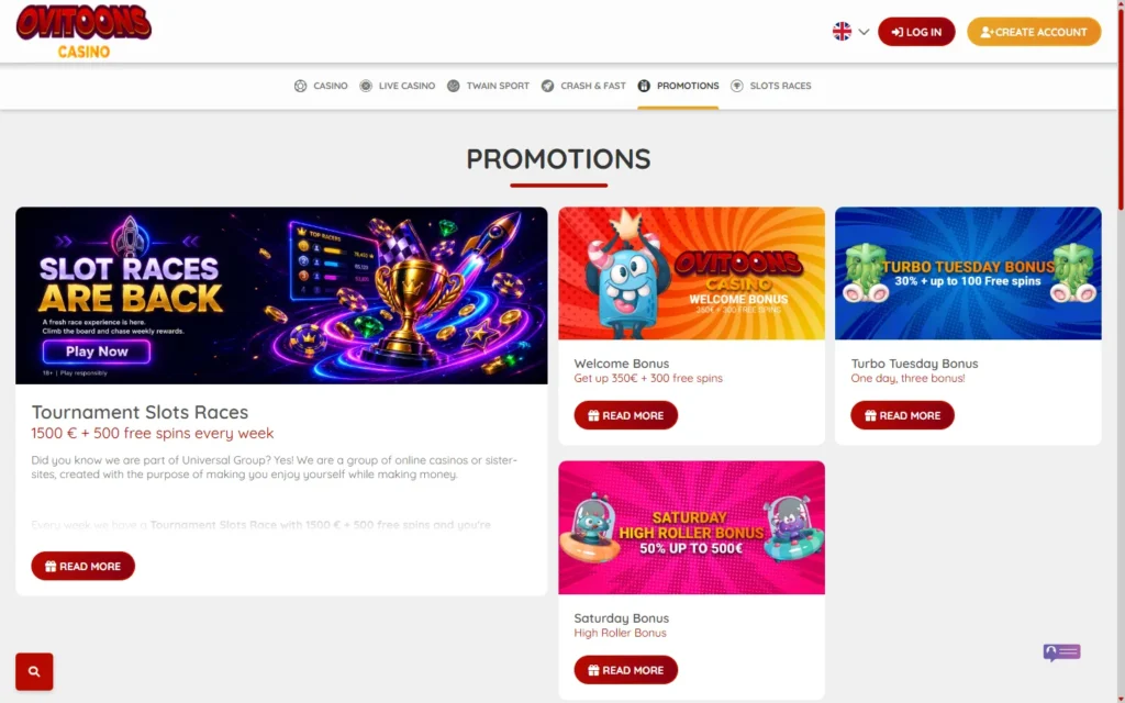 Ovitoons Casino: Bonus