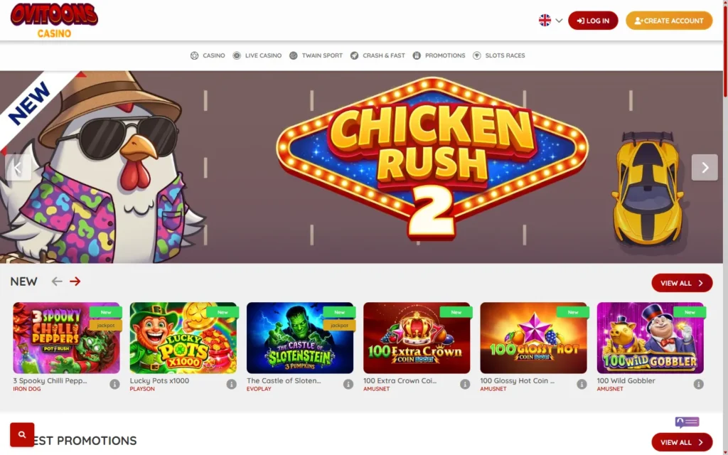 Ovitoons Casino: Homepage