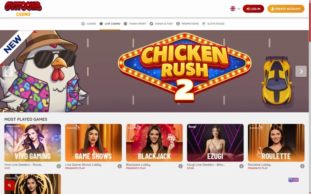 Ovitoons Casino: Live Casino
