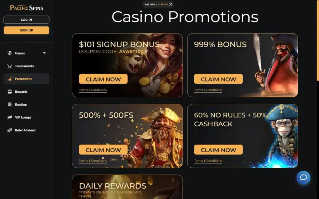 Pacific Spins Casino: Bonus