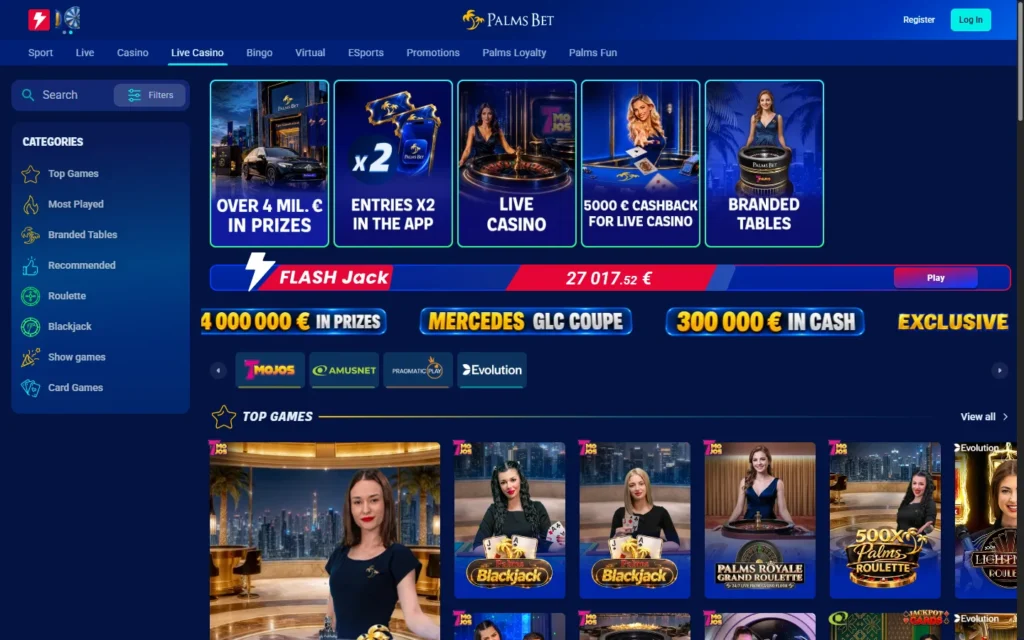 Palms Bet Casino: Casino live