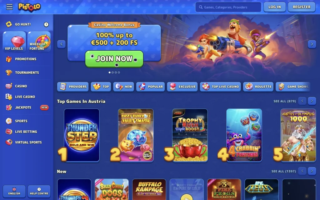Pistolo Casino: Homepage