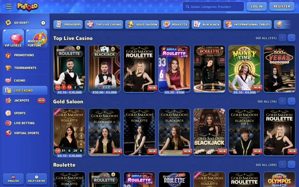 Pistolo Casino: Live Casino
