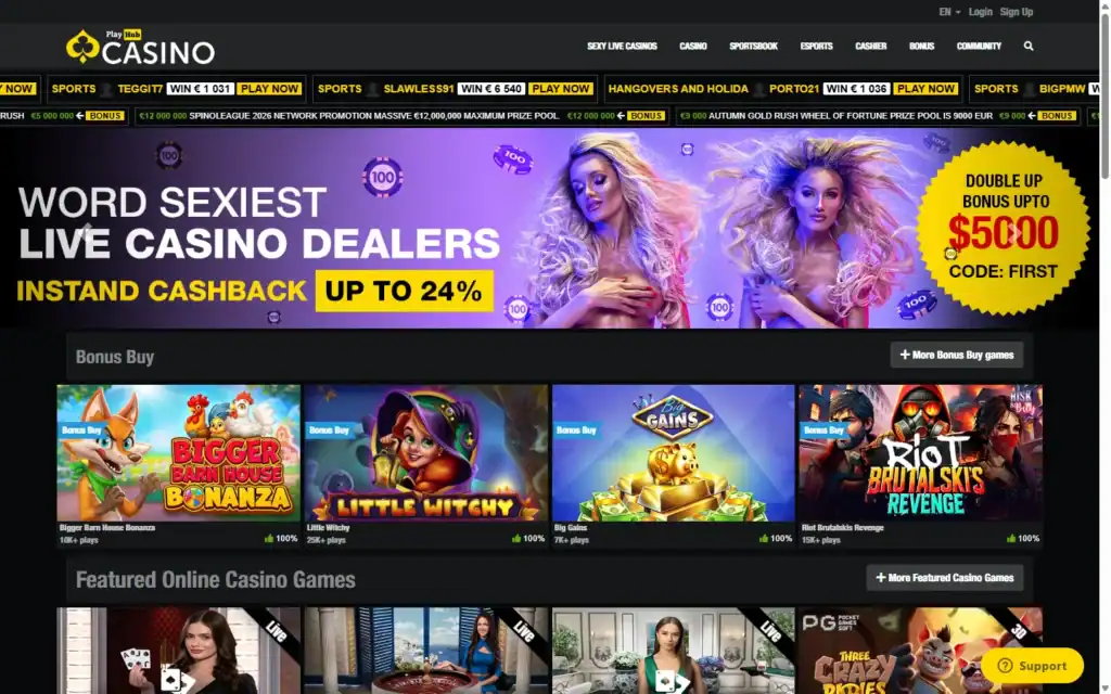 Playhub Casino: Homepage
