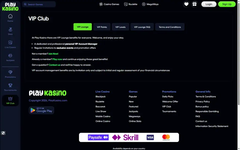 PlayKasino: VIP