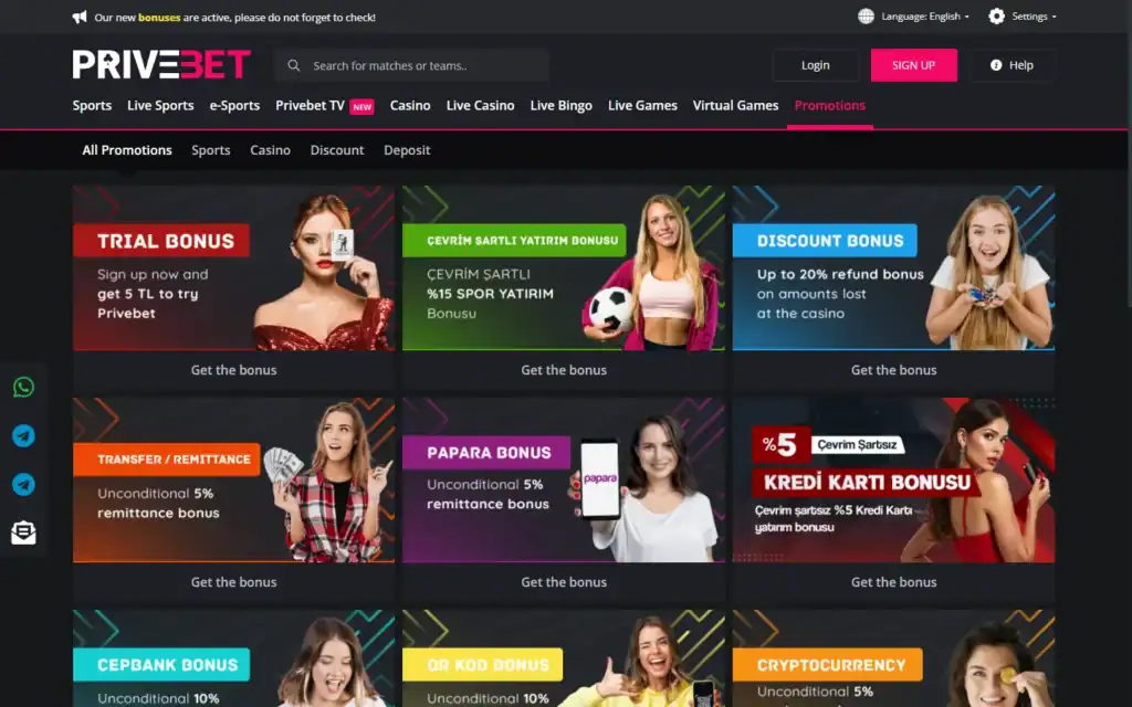 Privebet: Bonus