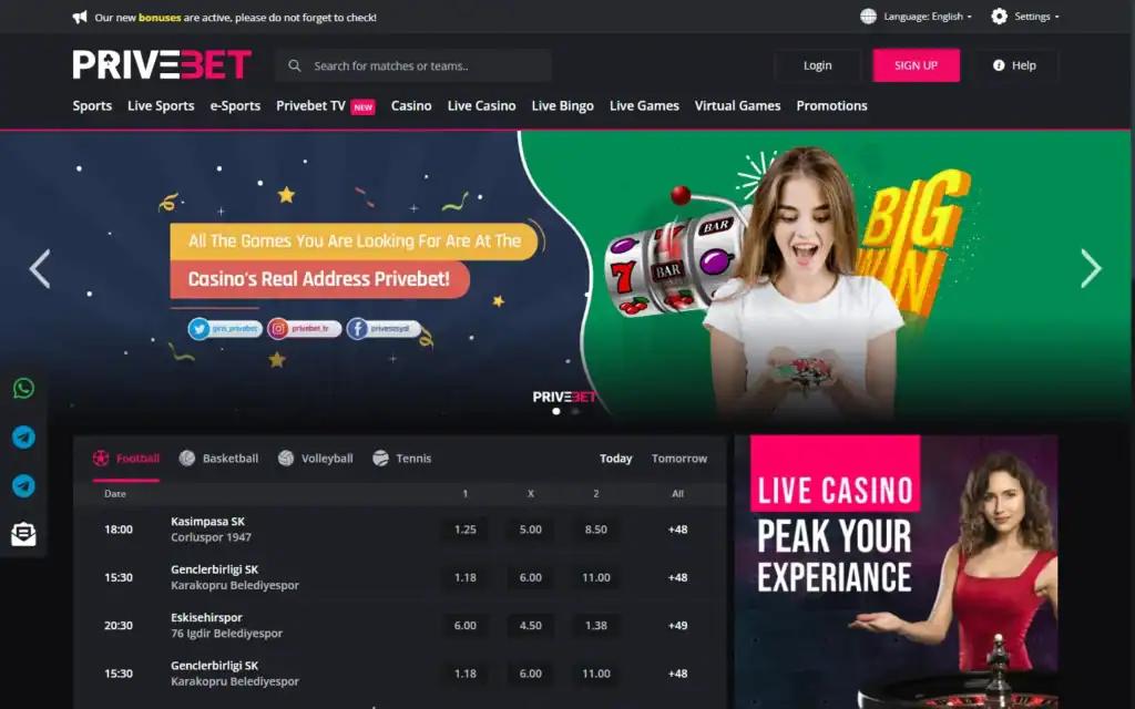 Privebet: Homepage