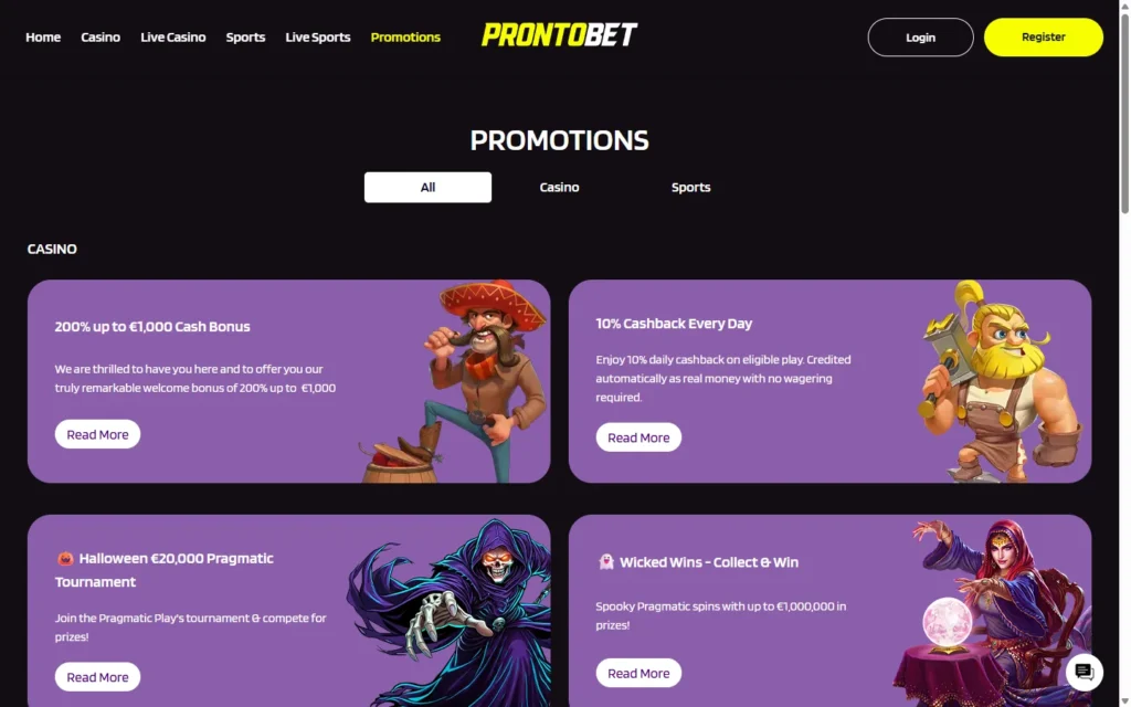 Prontobet Casino: Bonus