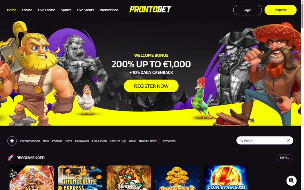 Prontobet Casino: Homepage