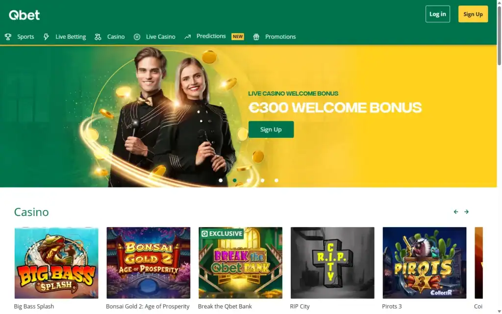 Qbet Casino: Homepage