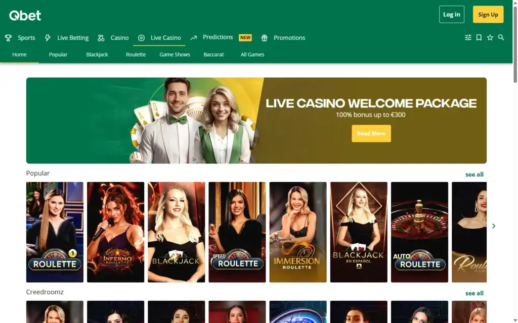 Qbet Casino: Live Casino