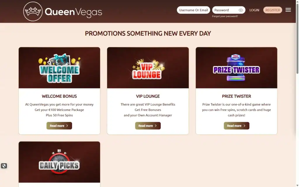 QueenVegas Casino: Bonus