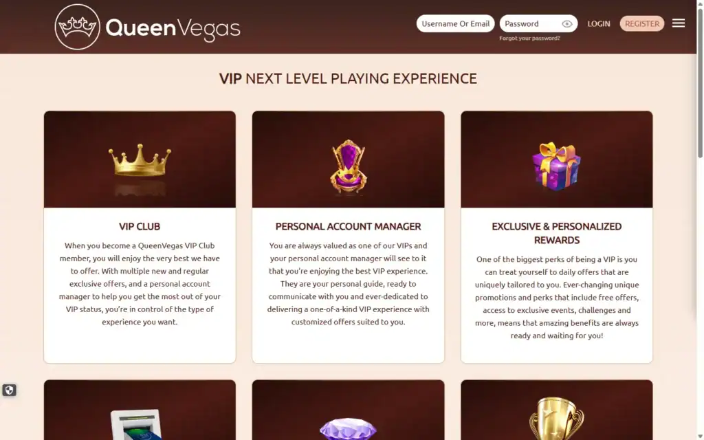 QueenVegas Casino: VIP