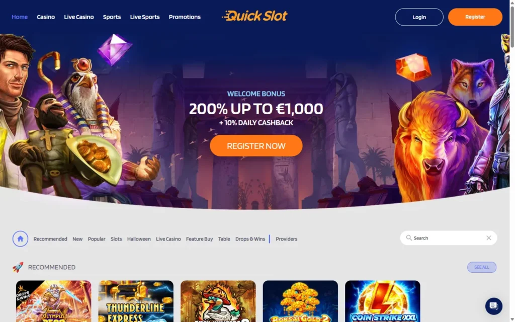 Quickslot Casino: Homepage