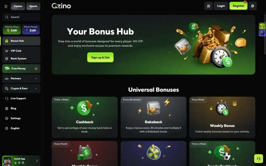 Qzino Casino: Bonus