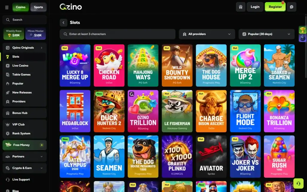 Qzino Casino: Slots